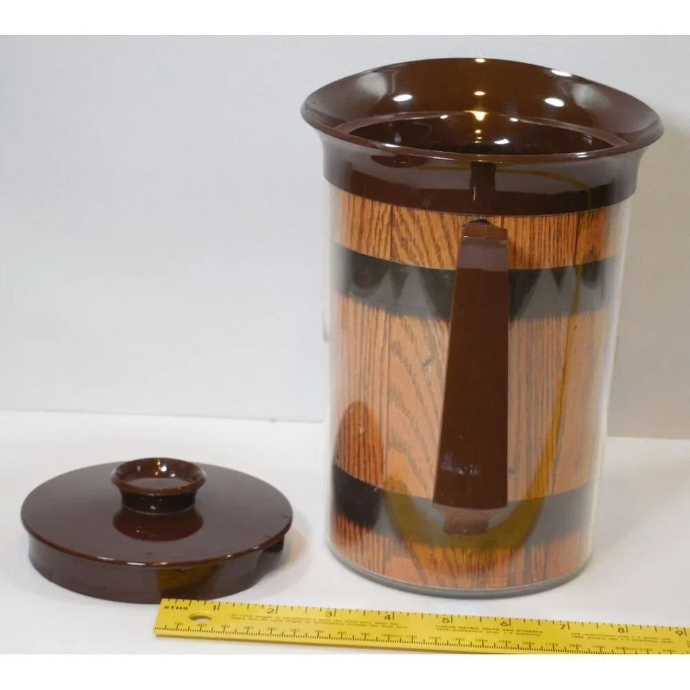 Thermo Serv‎ Coffee Carafe Pitcher 55oz Wood Grain USA Made VINTAGE